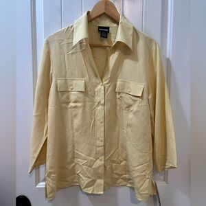 Notations Silk Button Down Shirt Size Medium Butter Yellow Vintage